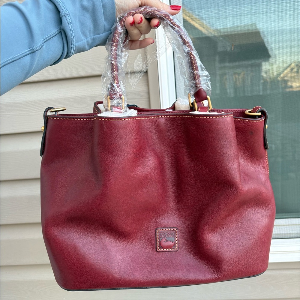 Dooney & Bourke Red Leather Tote with Gold Hardware
